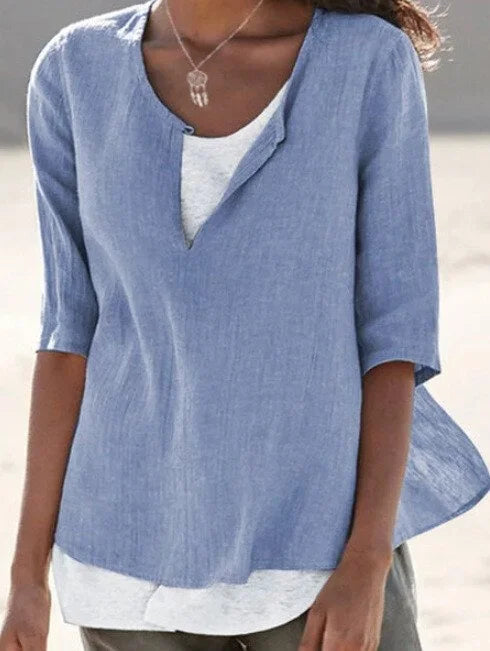 Maya | Women's Casual 3/4 Sleeve Split Neck Blouse