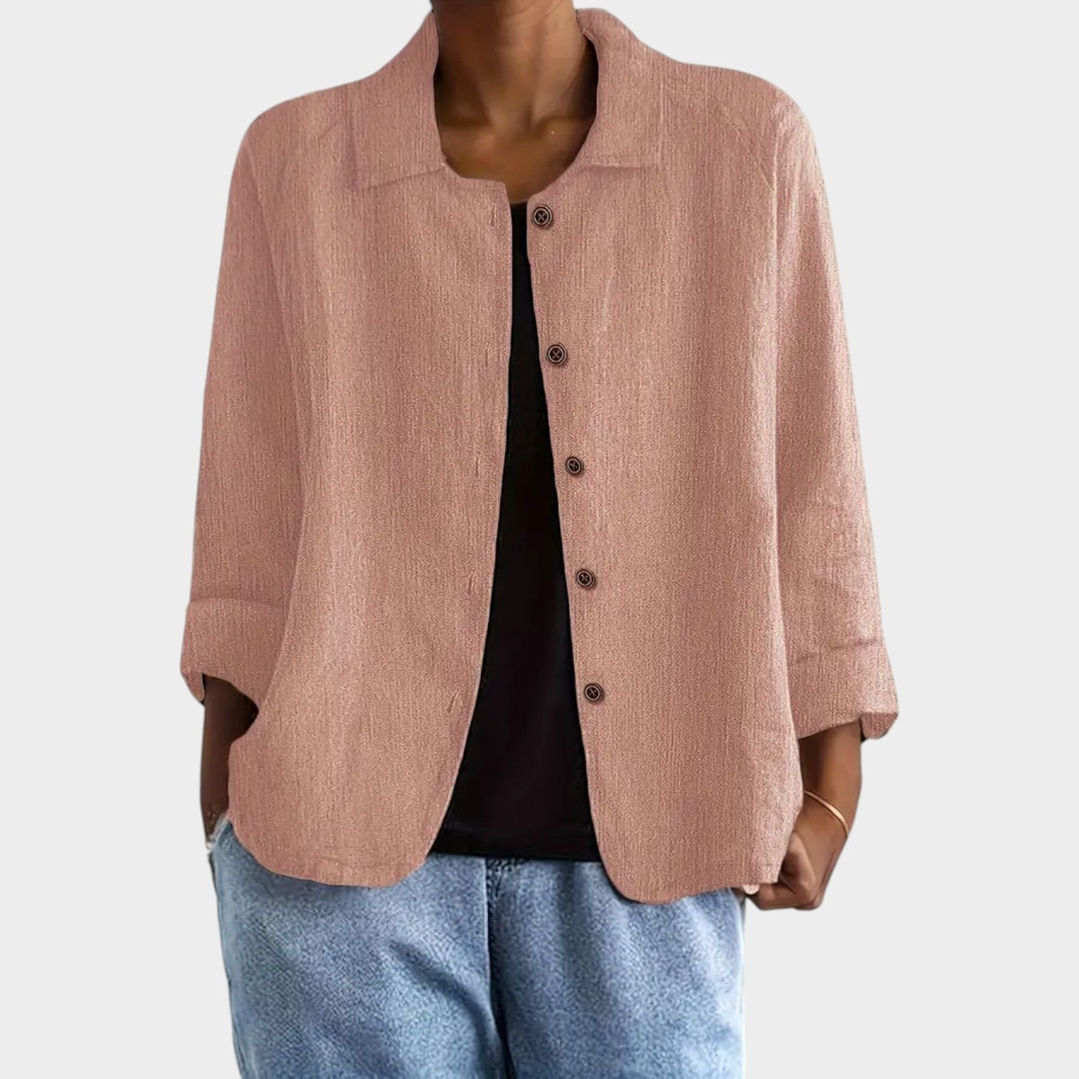 Textured Button Up Blouse