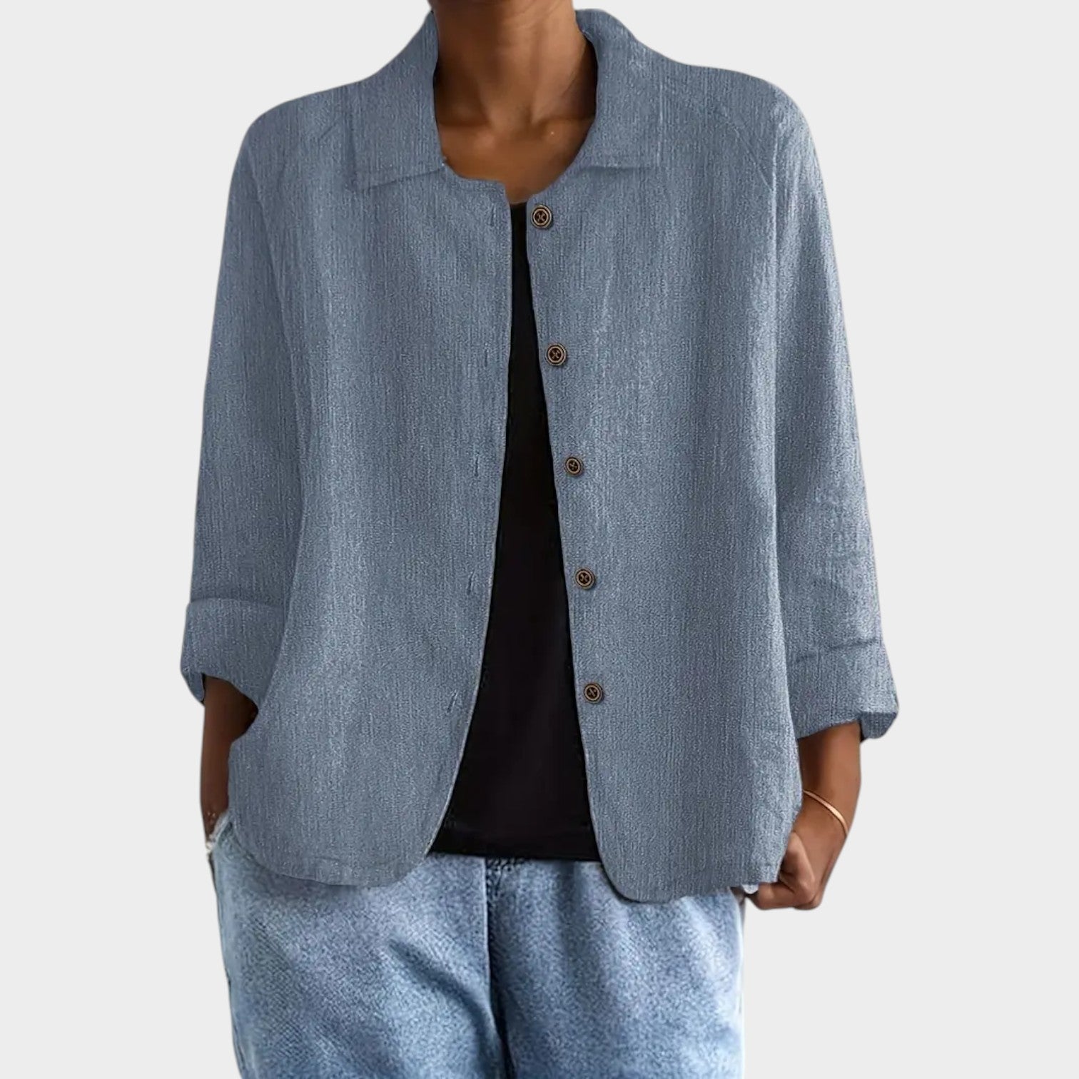 Textured Button Up Blouse