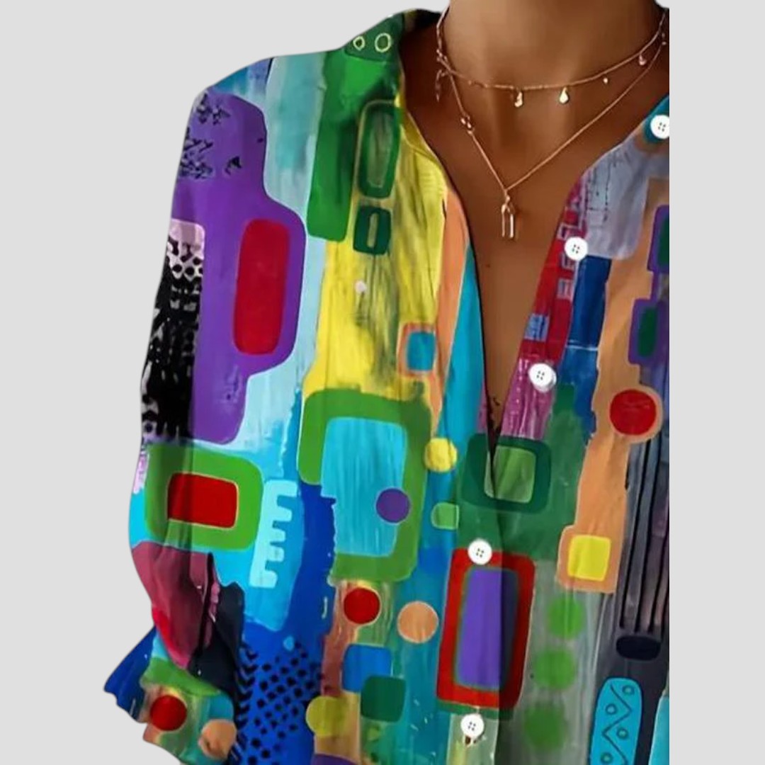 Marjorie™ | Chic Geometric Pattern Blouse