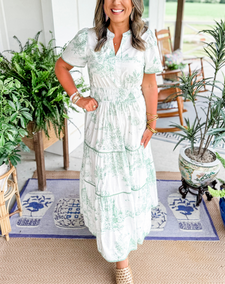 Camille™ | Elegant Toile Maxi Dress