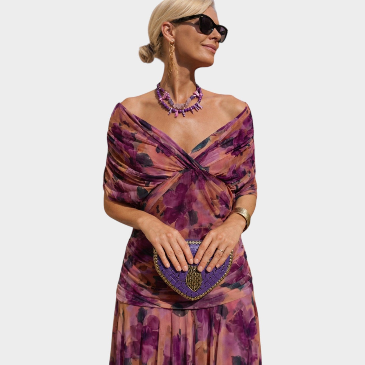 Off Shoulder Wedding Guest Maxi Dress