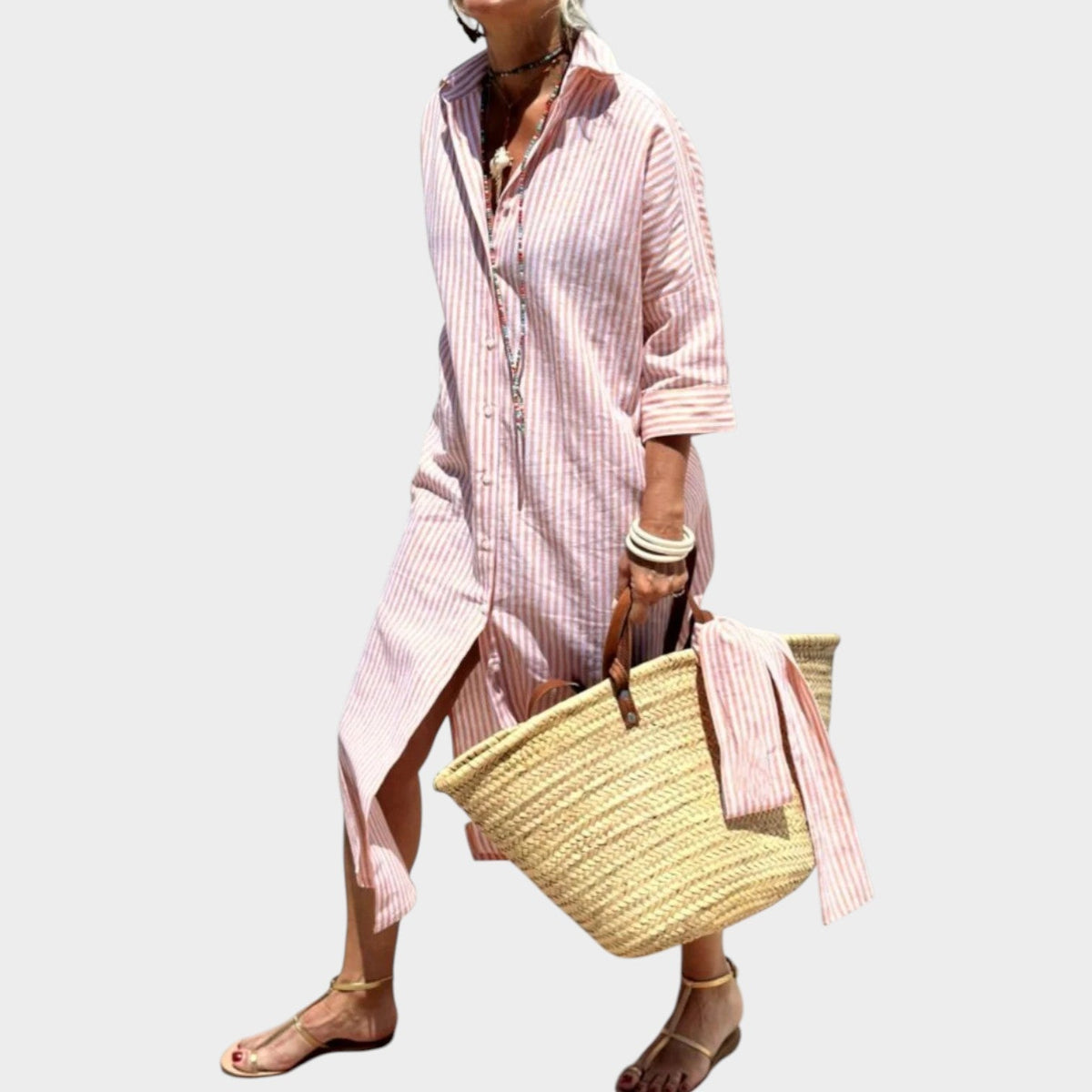 Women's Summer Midi Dress Shirt Button Down
