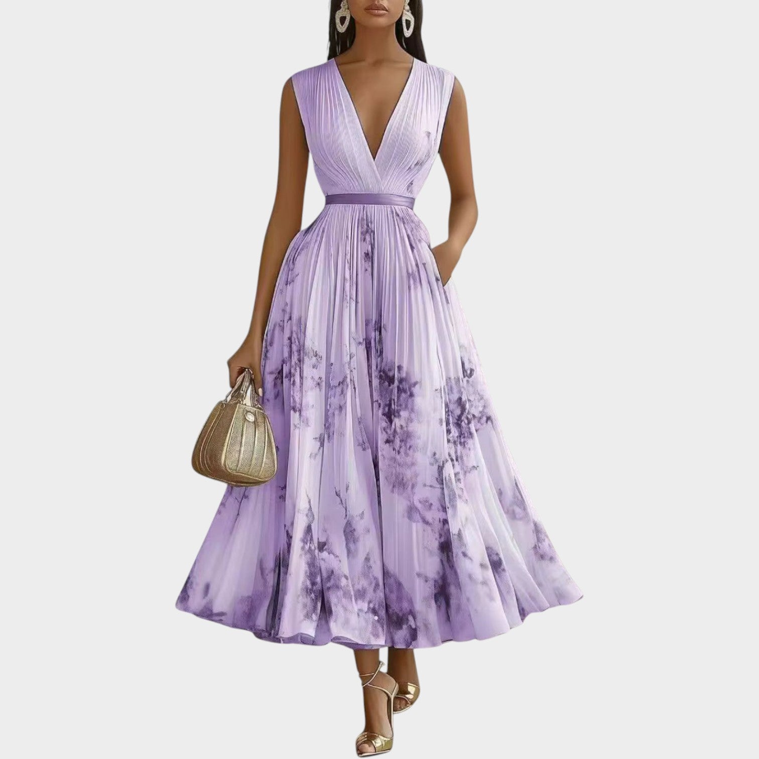 Floral Pleated Maxi Dress