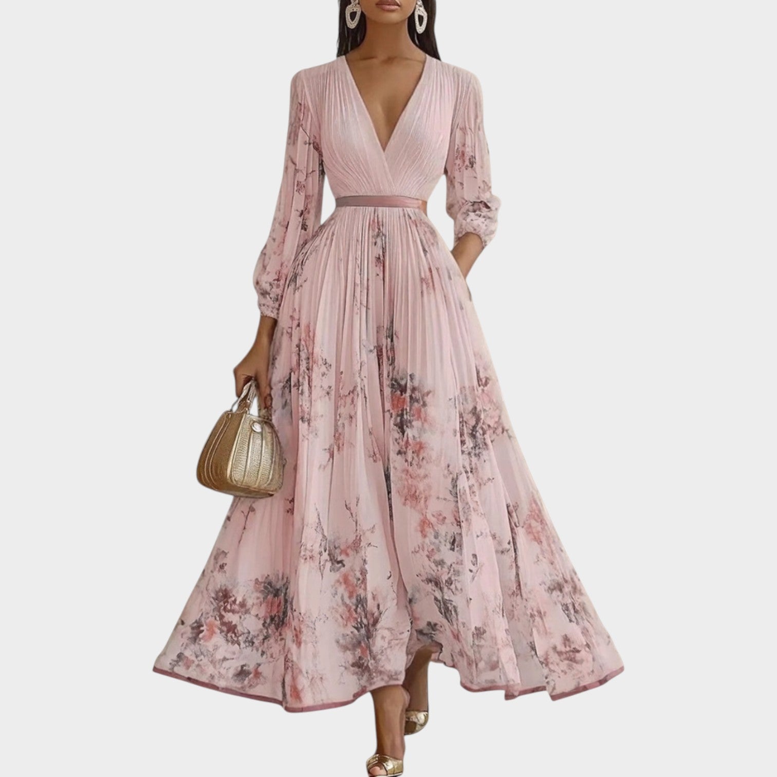 Floral Pleated Maxi Dress