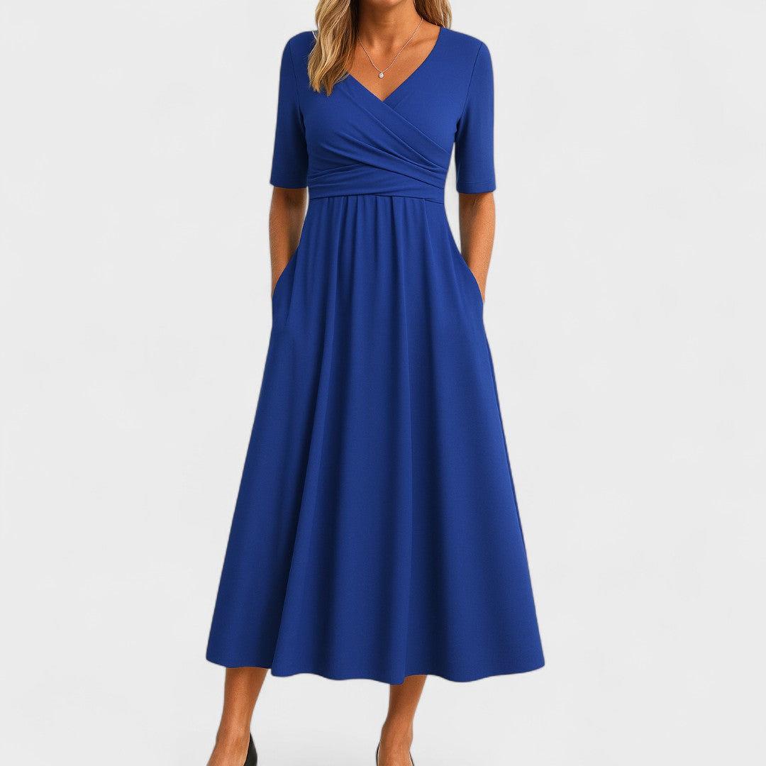 Wrap V-Neck Midi Dress