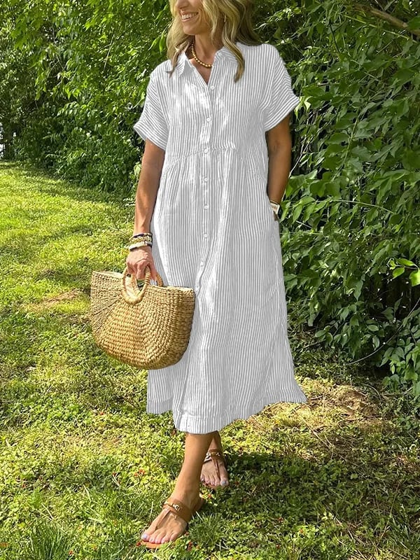 Corinne™ Striped Button-Up Blouse