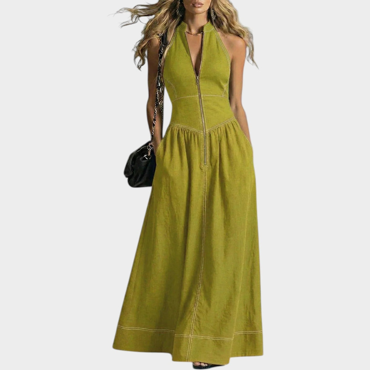 Women's Zip-Front Maxi Dress