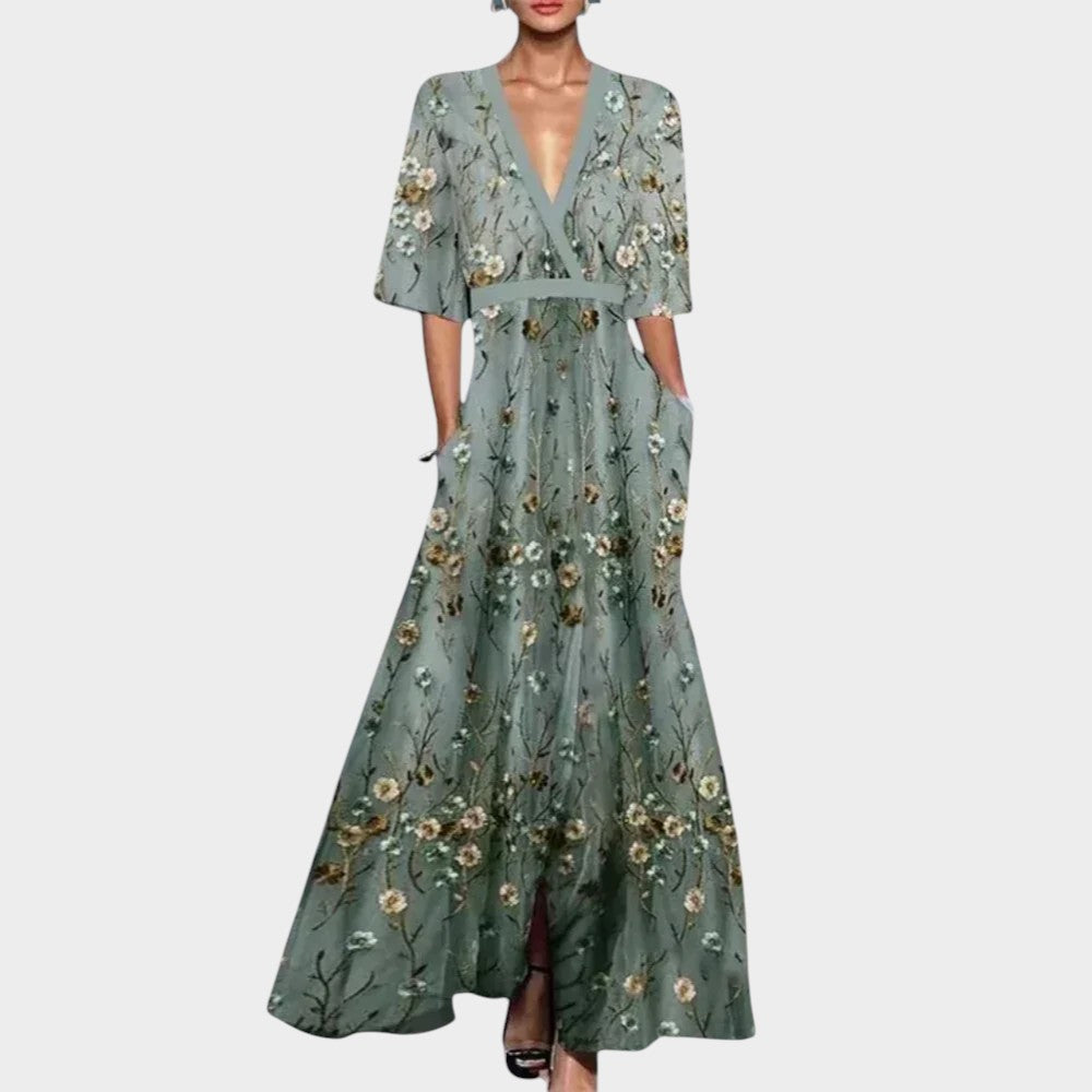 Floral V-Neck Maxi Dress