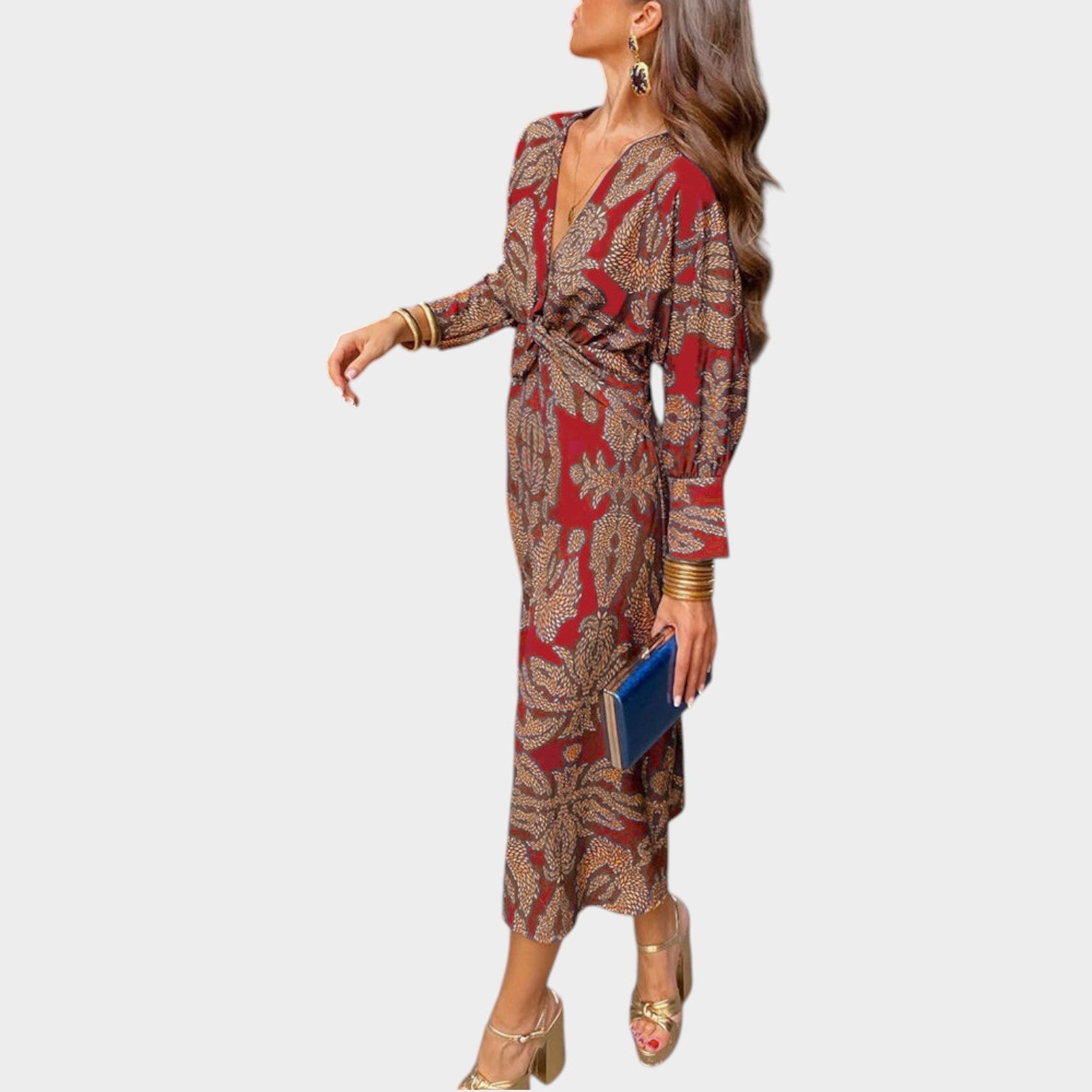 Printed Wedding Guest Midi Dress