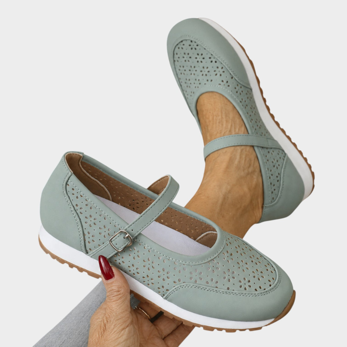 Women’s Orthopedic Shoes Perforated Mary Jane Adjustable Strap