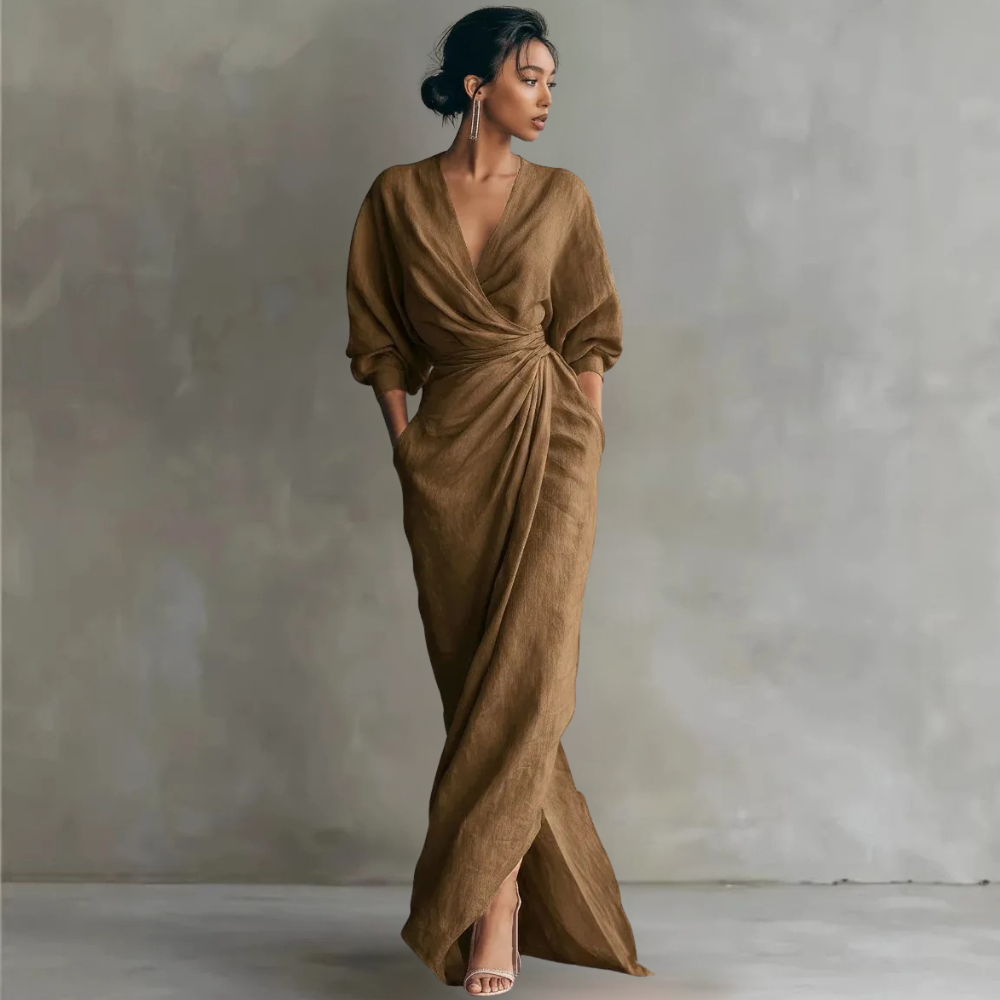 Elegant Wrap Maxi Dress with Side Slit
