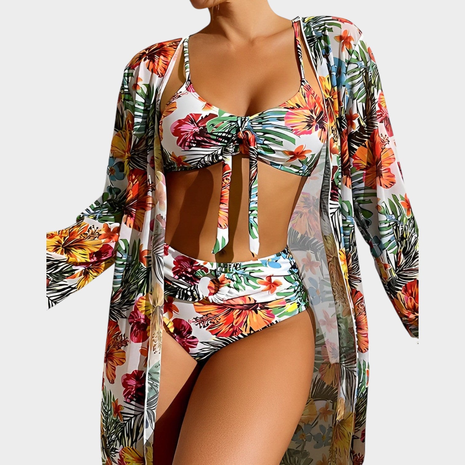 Tropical Three Piece Swimwear Set