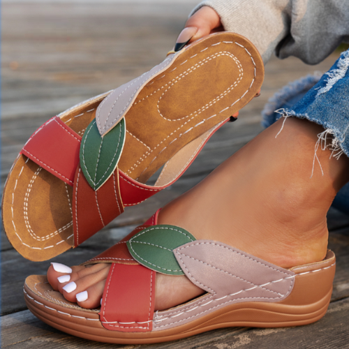 Petal | Women's Open-Toe Colorblock Wedge Slip-On Sandals