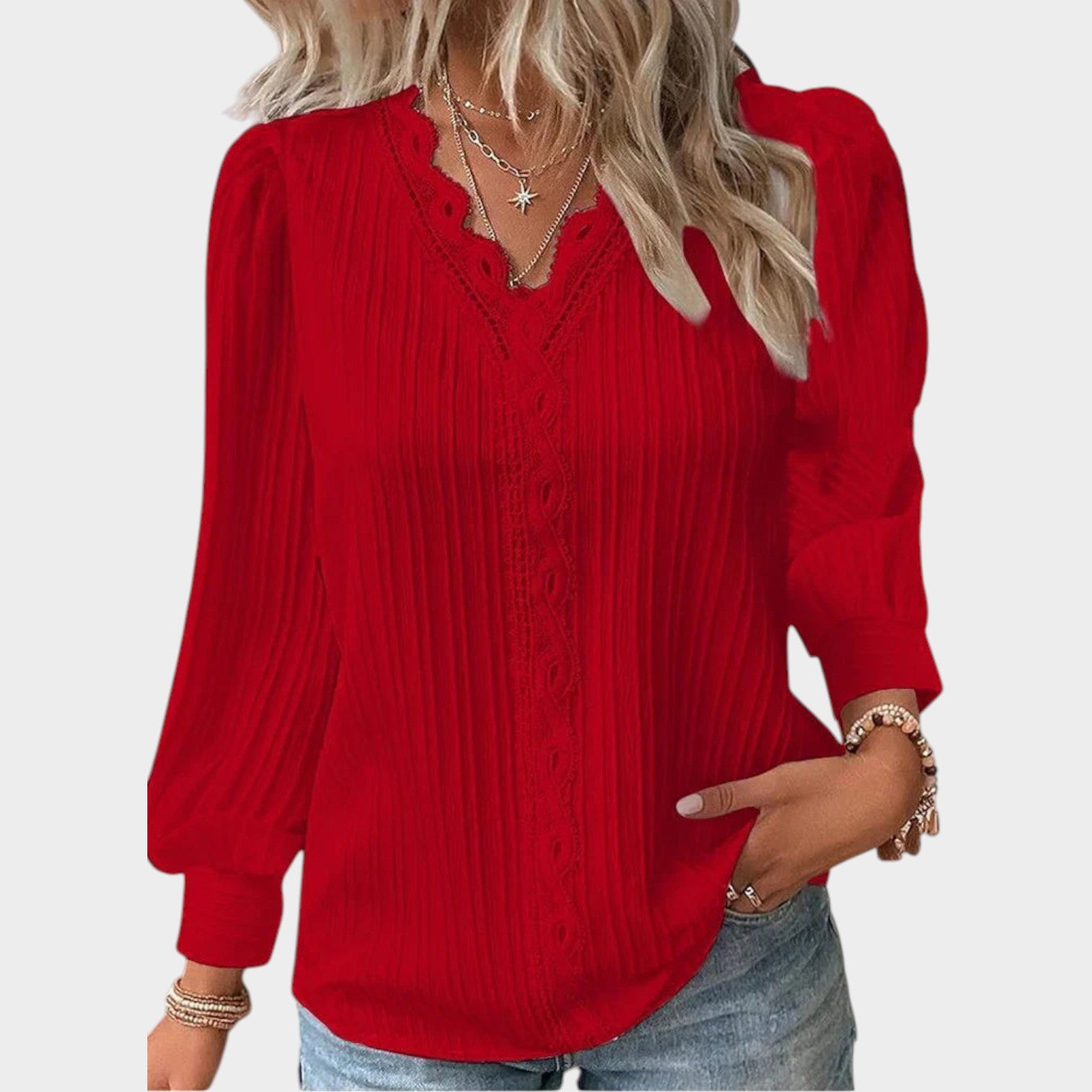 Lace V Neck Blouse