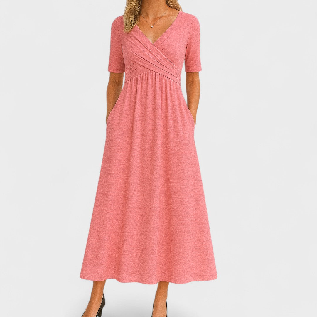 Wrap V-Neck Midi Dress
