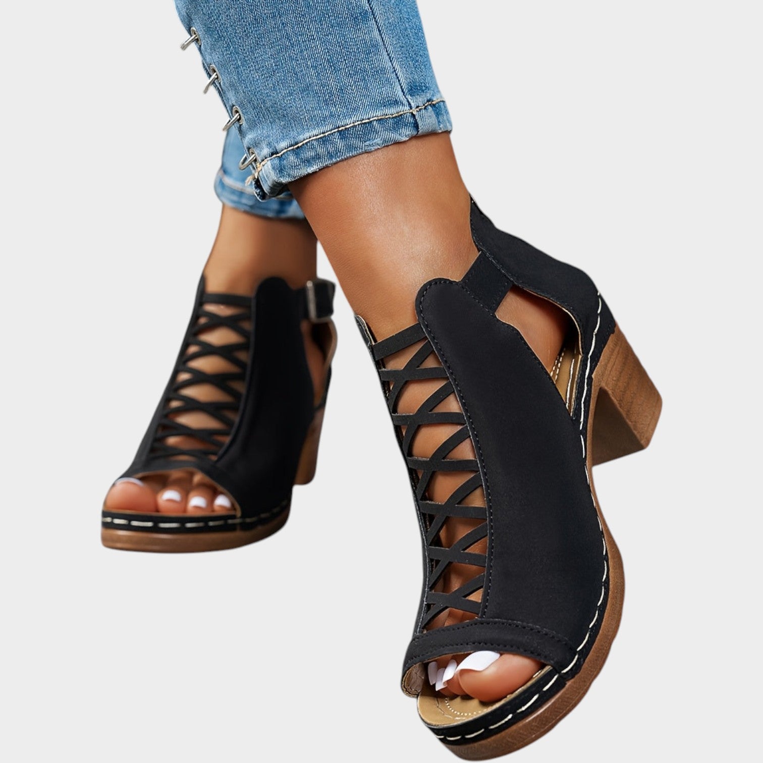 Block Heel Comfort Sandals