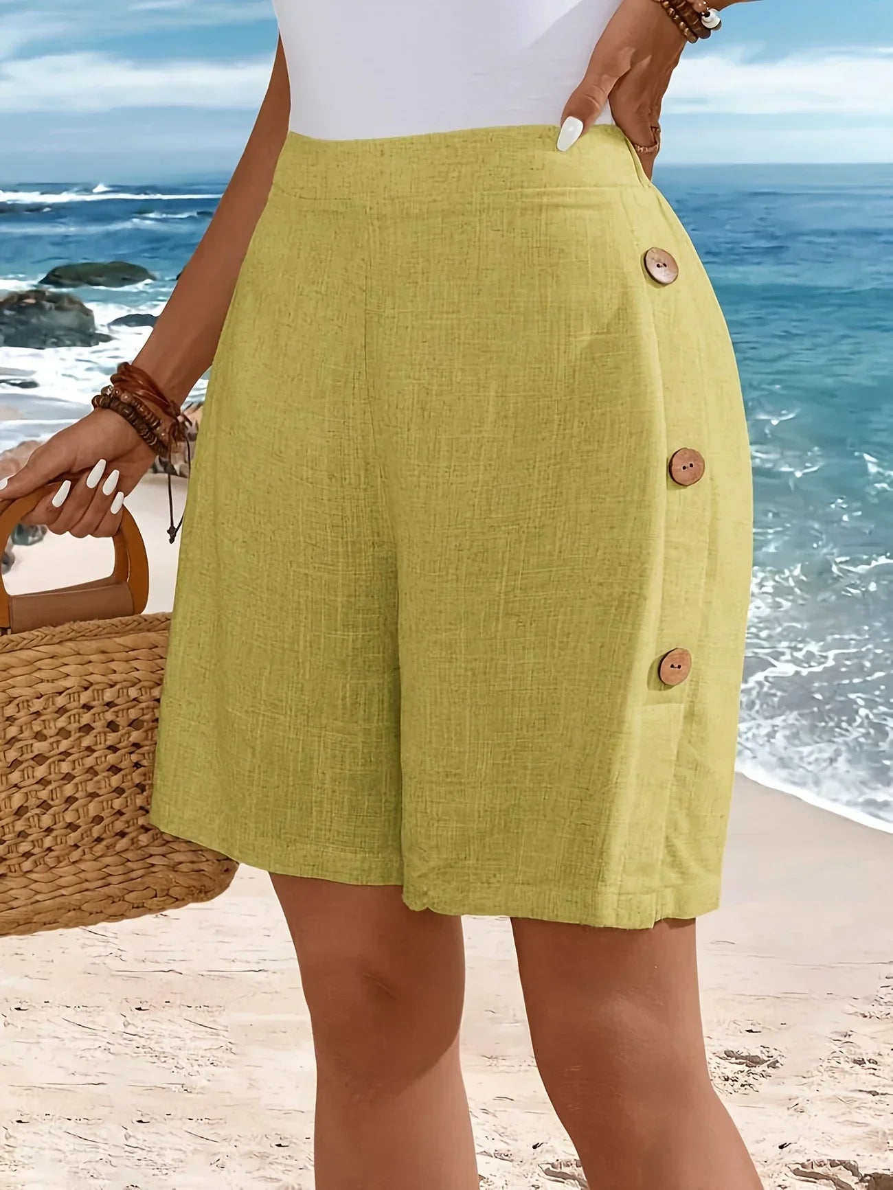Whitney™ | Button-Detail Comfortable Shorts