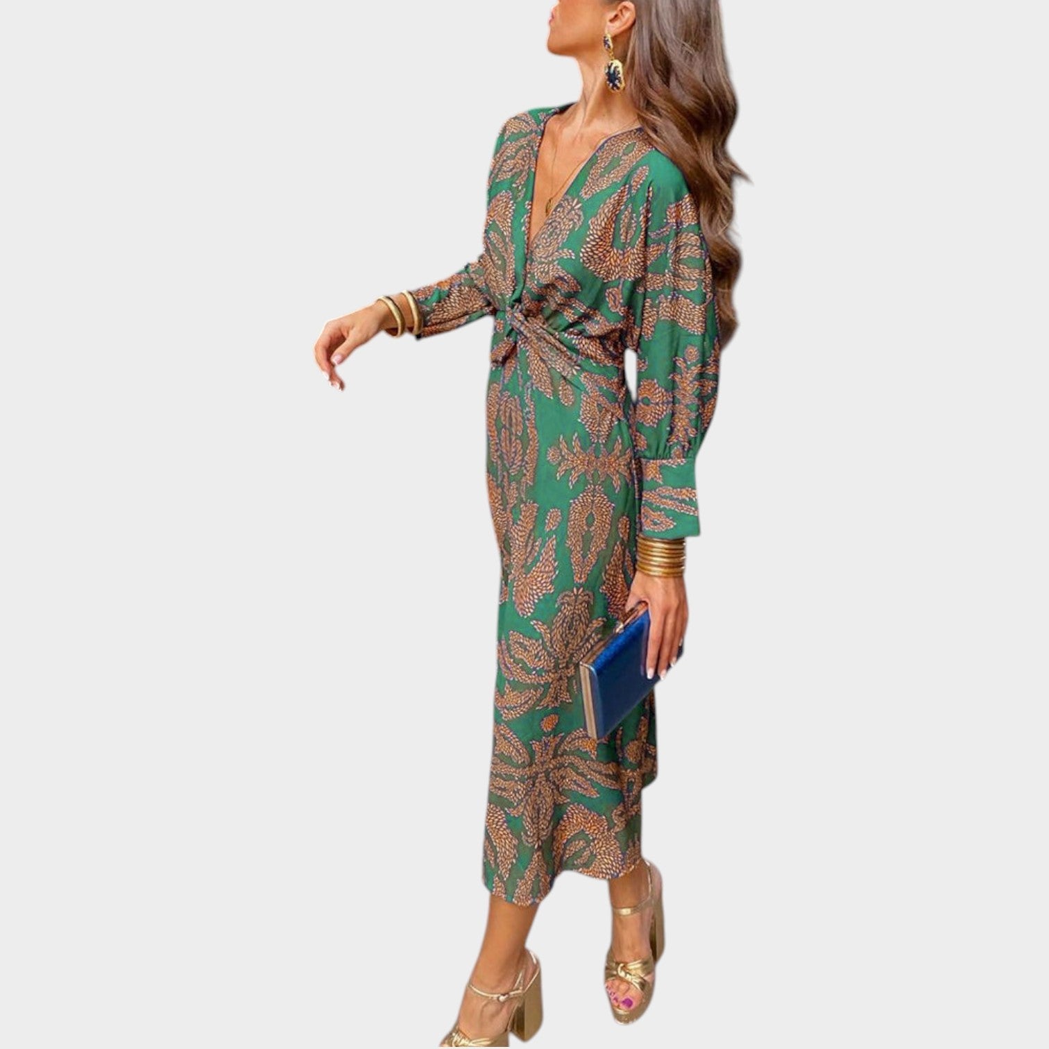 Printed Wedding Guest Midi Dress