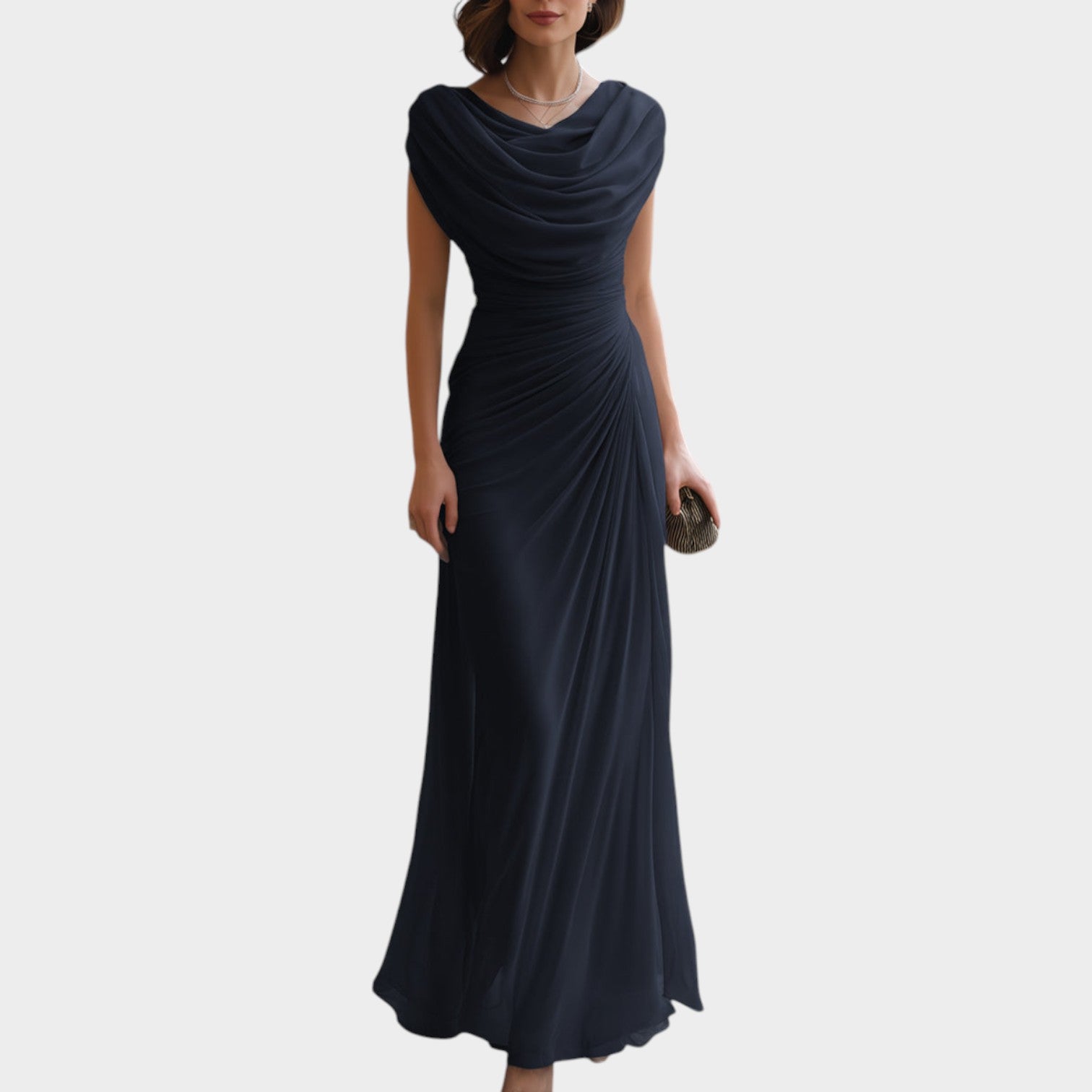 Sleeveless Ruched Formal Maxi Dress