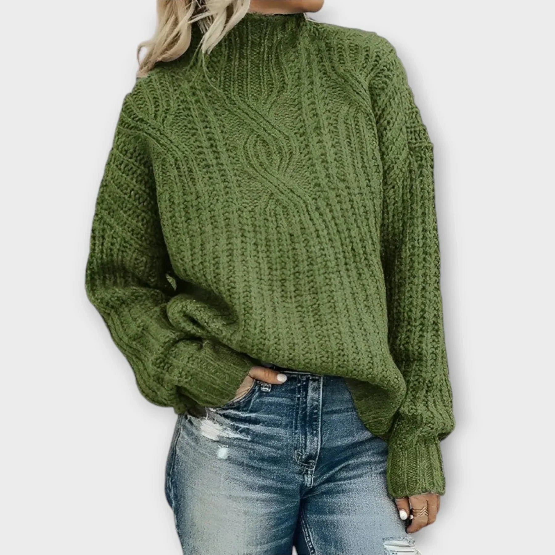 Liv™ | Contemporary High-Neck Knit Sweater