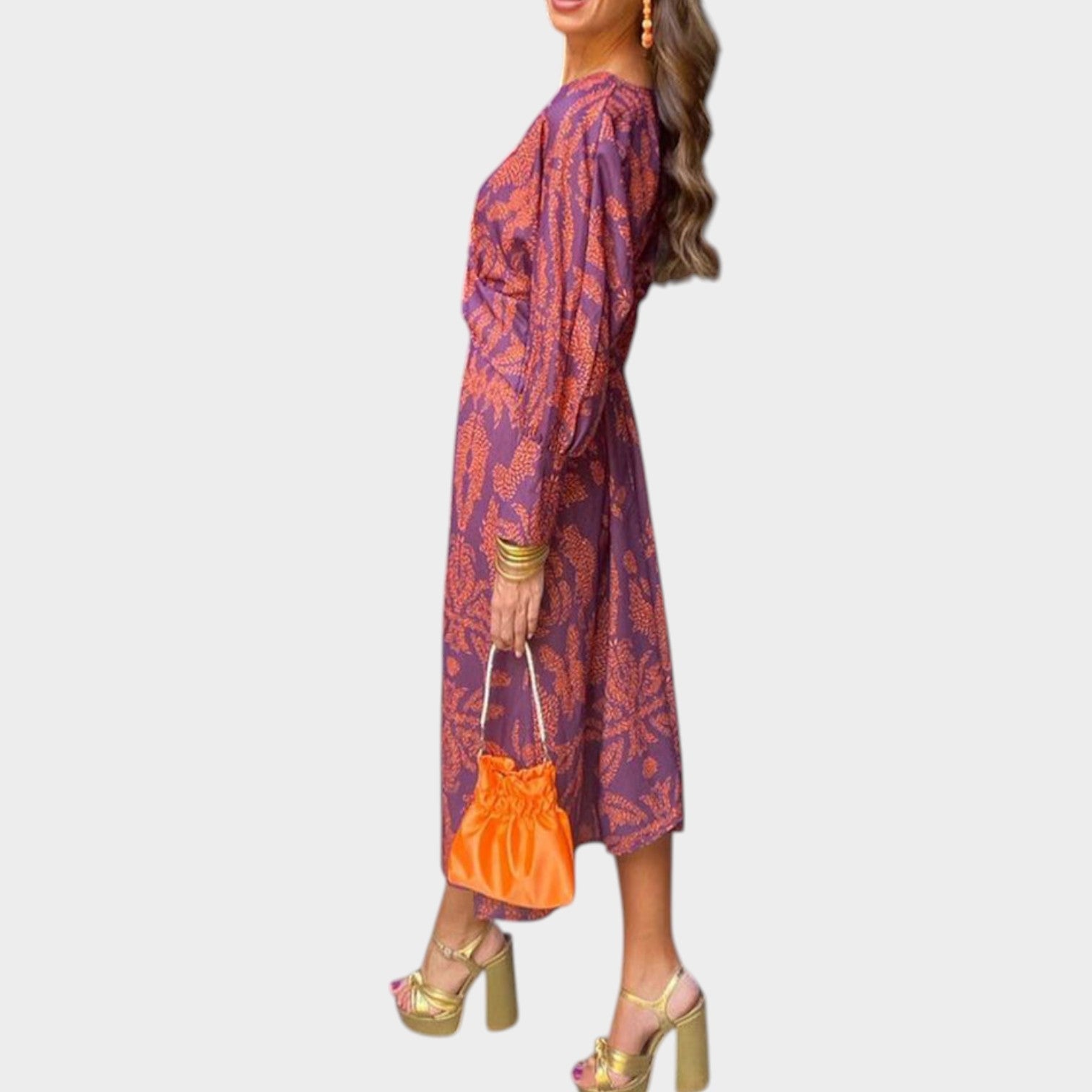 Printed Wedding Guest Midi Dress