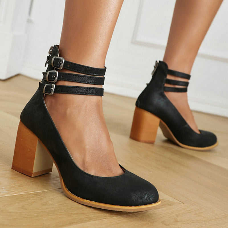 Casilda™ | Sleek Ankle Strap Sandals with Chunky Heel