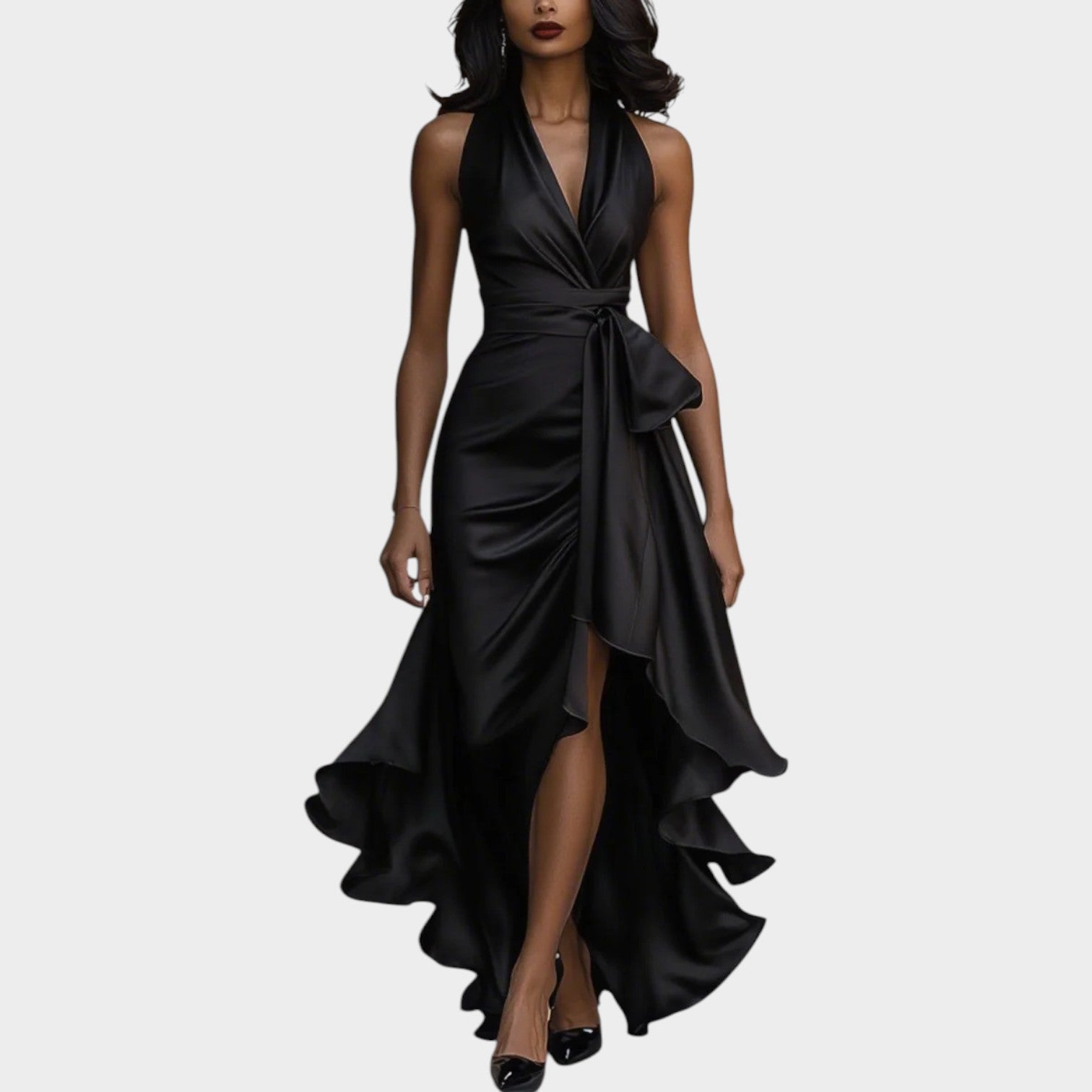 Elegant Halter Wrap Maxi Dress