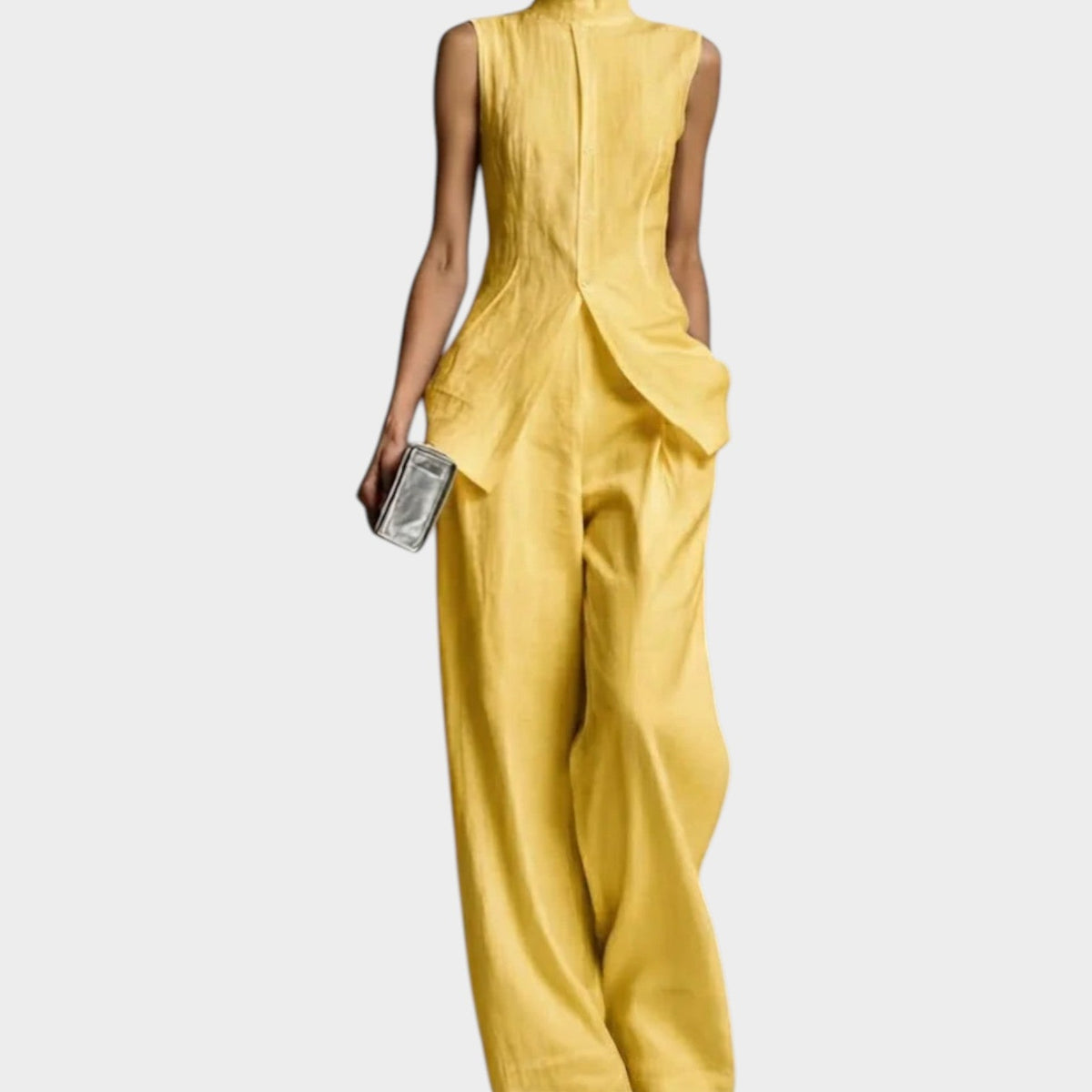 Women's Tailored Sleeveless Wide Leg Two Piece Set