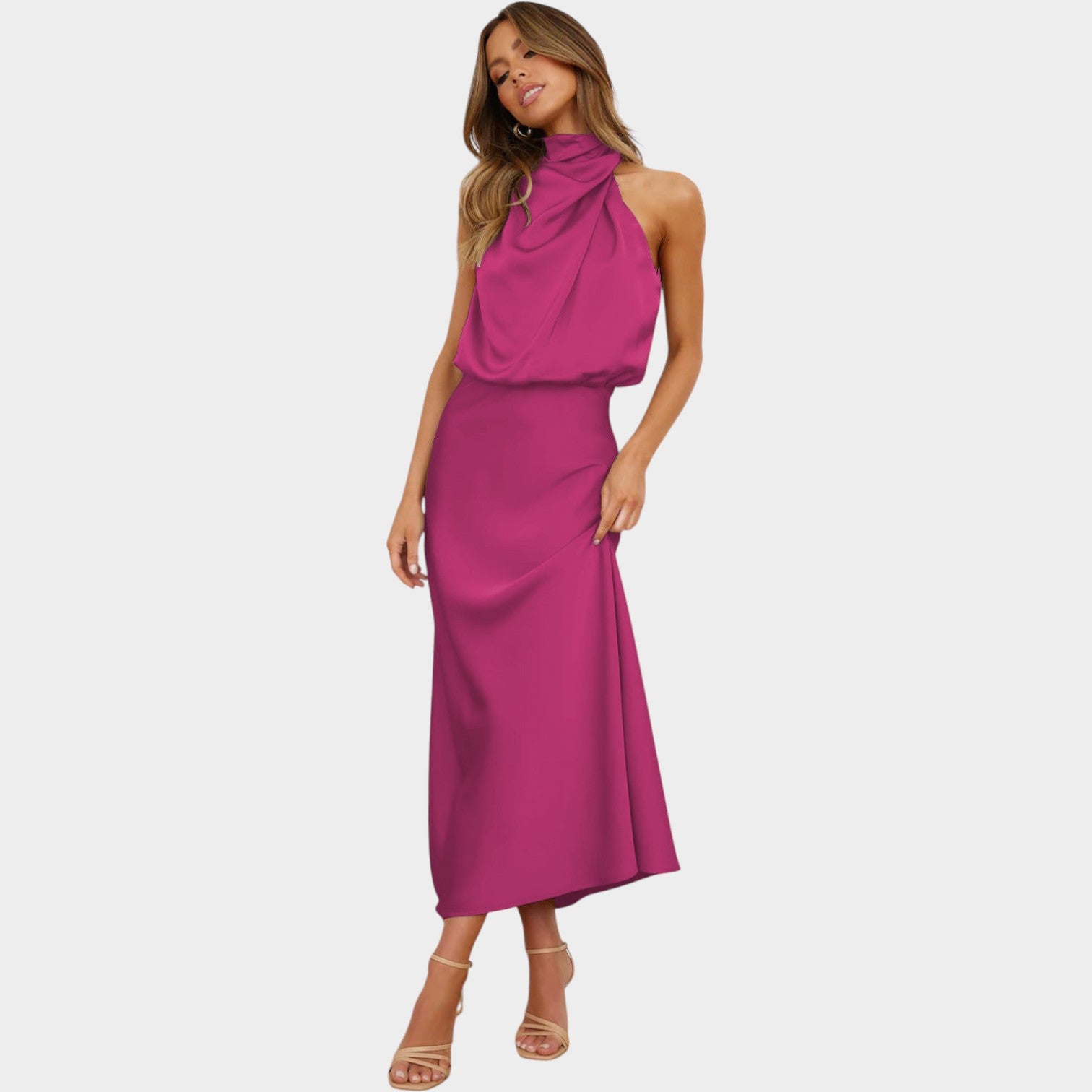 Satin Sleeveless Formal Dress