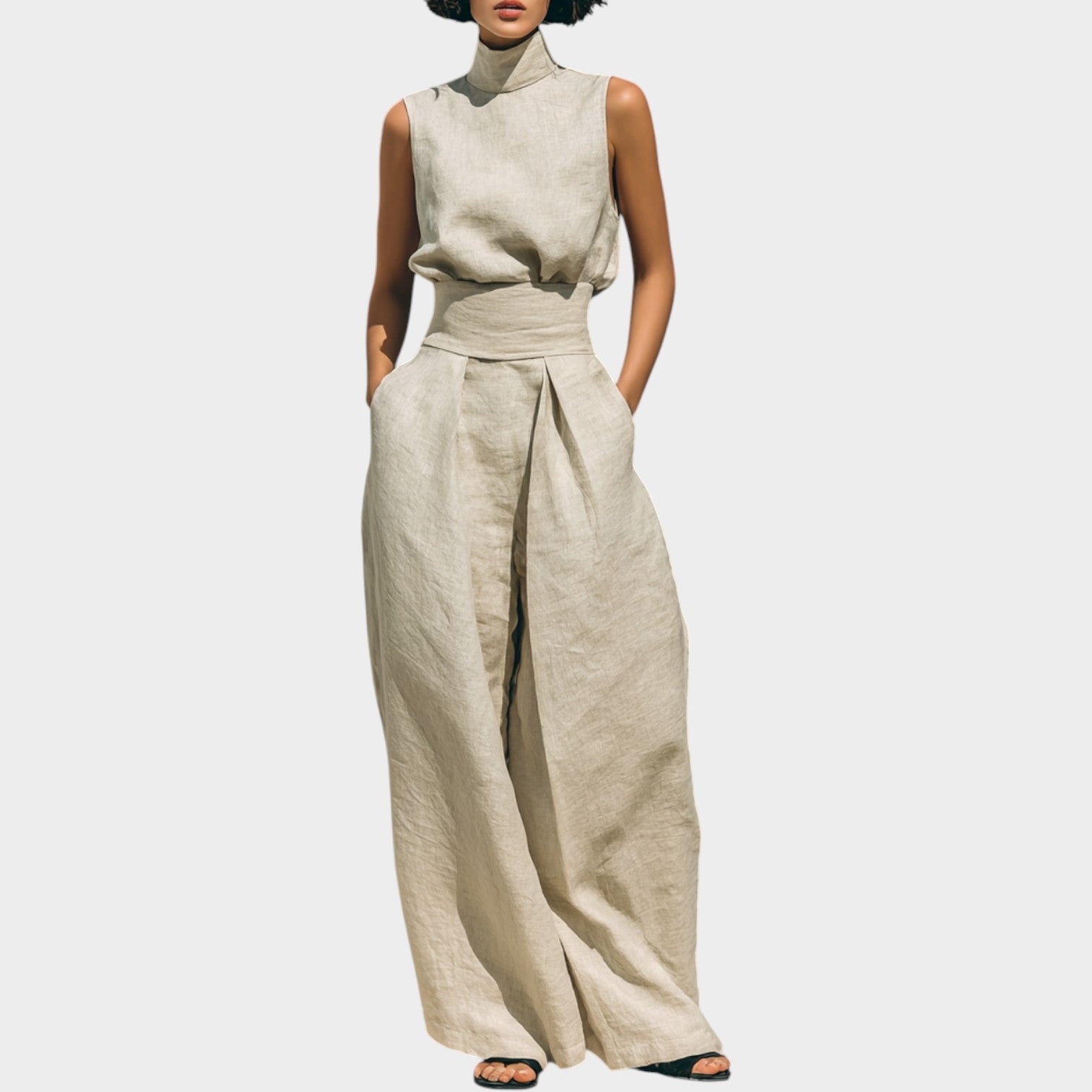 Linen Wide Leg Pants Matching Set