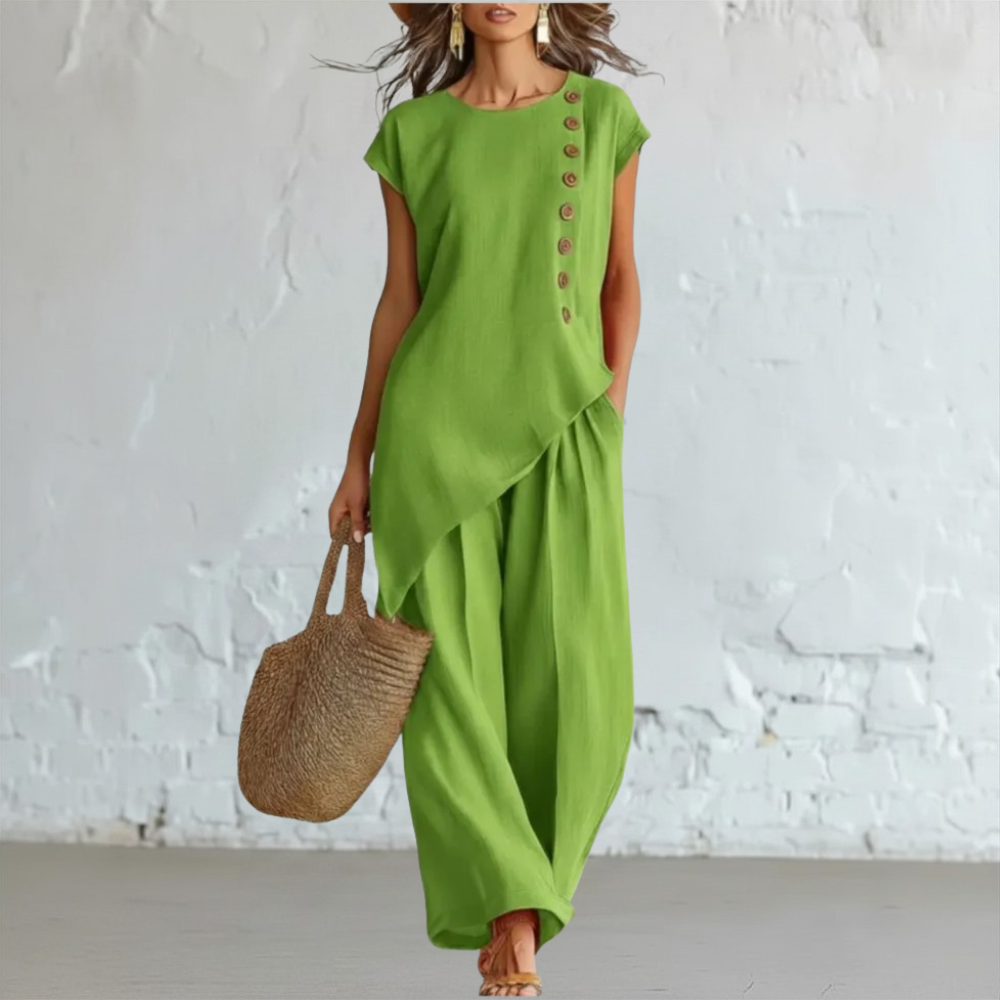 Relaxed Button-Detail Two-Piece Set