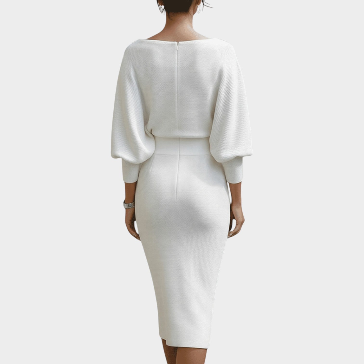 Knitted Draped Midi Dress