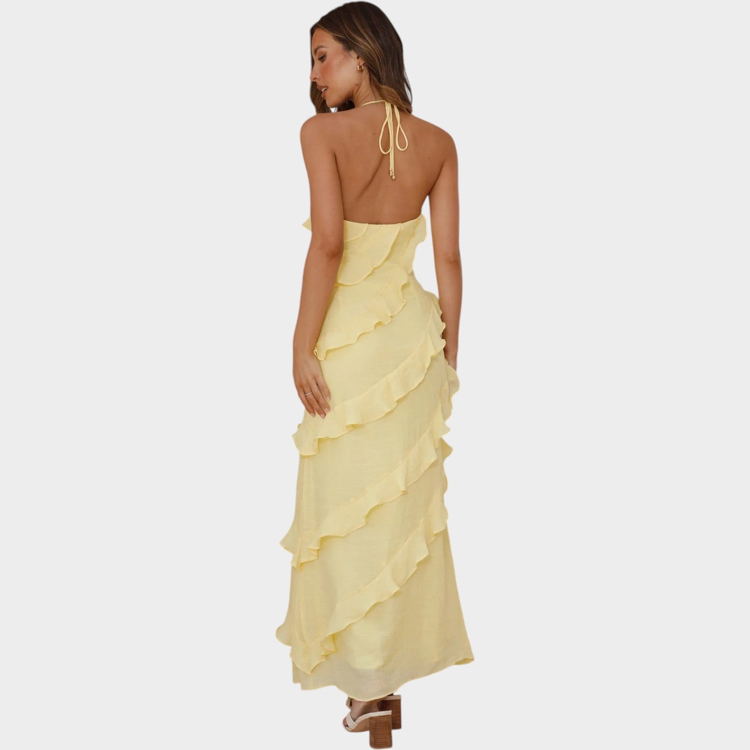 Elegant Formal Ruffle Maxi Dress