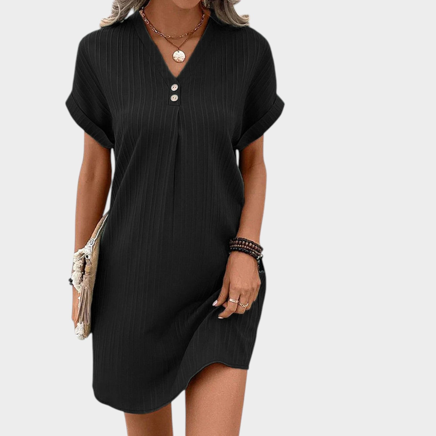Ribbed V-Neck Summer Dress