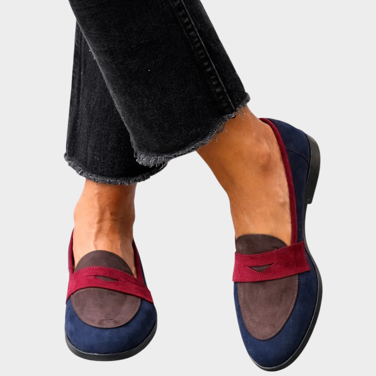 Women’s Loafers Two-Tone Penny Strap Round Toe Slip-On