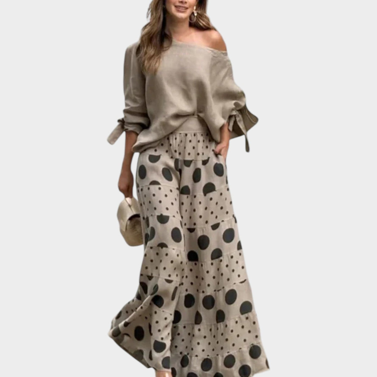 Women's Matching Set Polka Dot Off Shoulder
