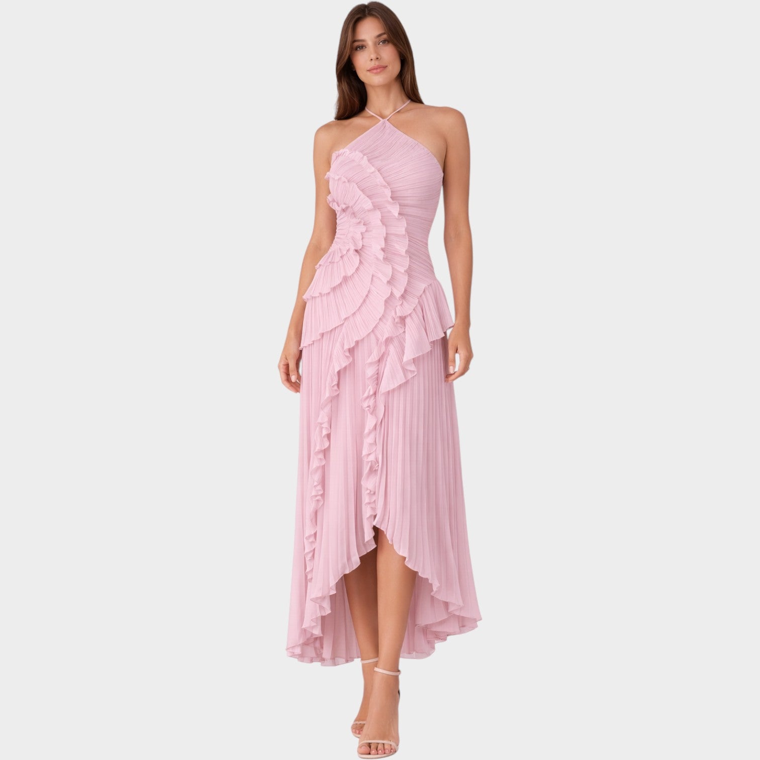 Halter Neck Midi Formal Dress