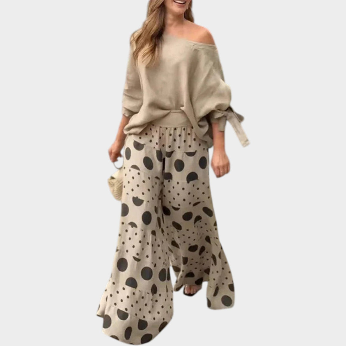 Women's Matching Set Polka Dot Off Shoulder