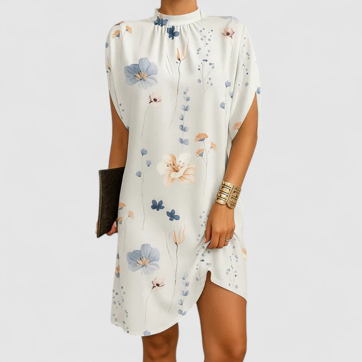 Rosie | Women's Midi Dress with Mock Neck and Batwing Split Sleeves