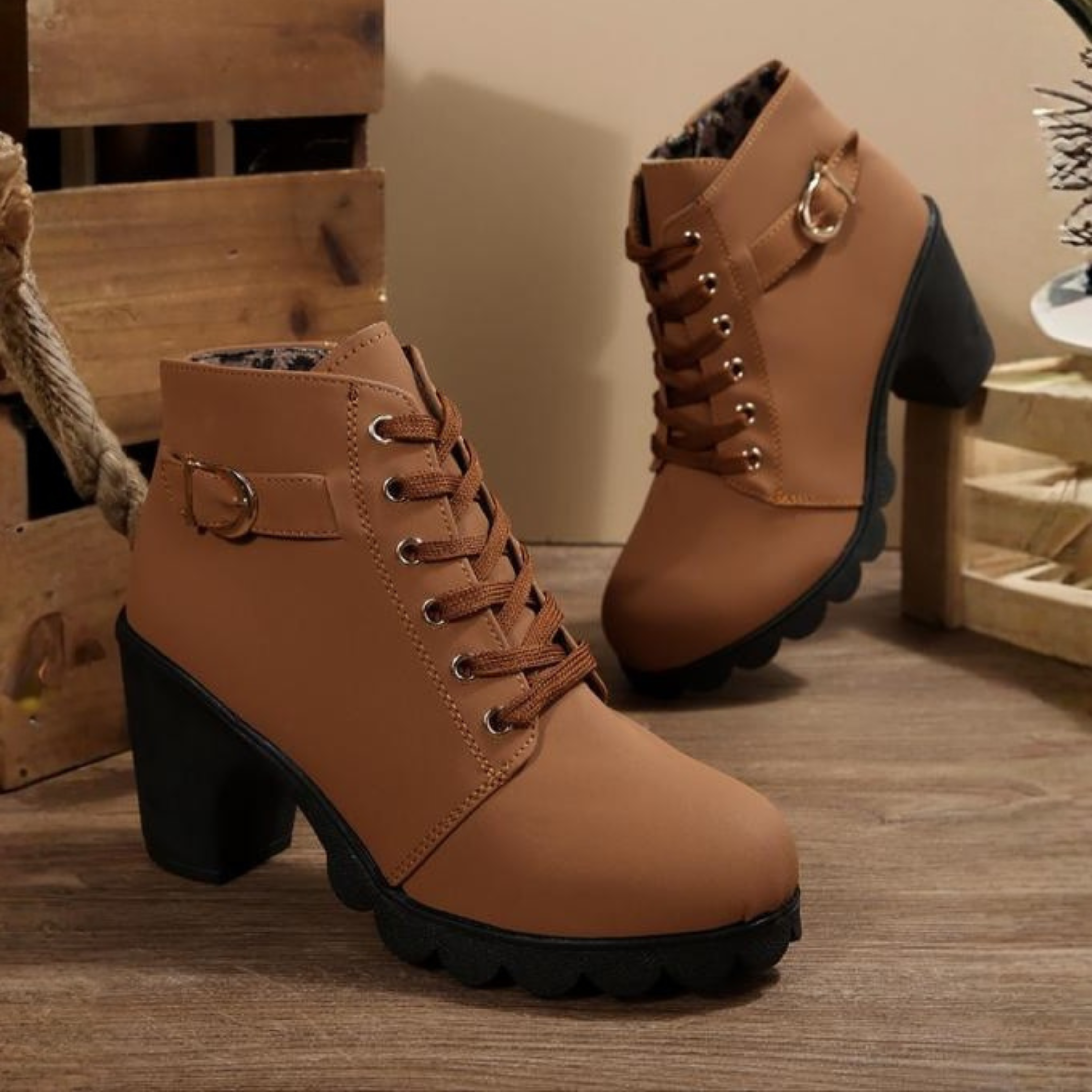 Demi™ | Stylish Lace-Up Chunky Ankle Boots
