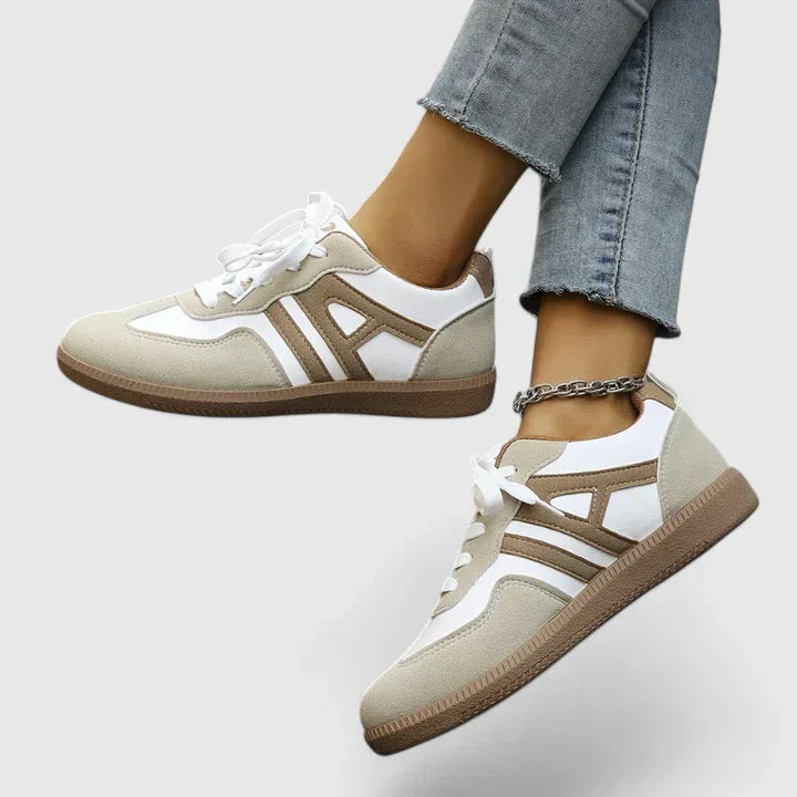 Piper | Women's Beige & White Retro Colorblock Low-Top Sneakers