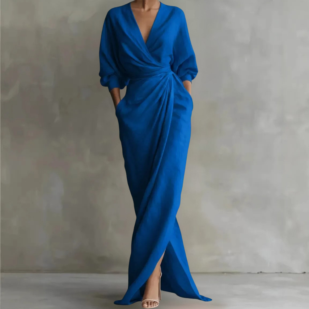 Elegant Wrap Maxi Dress with Side Slit