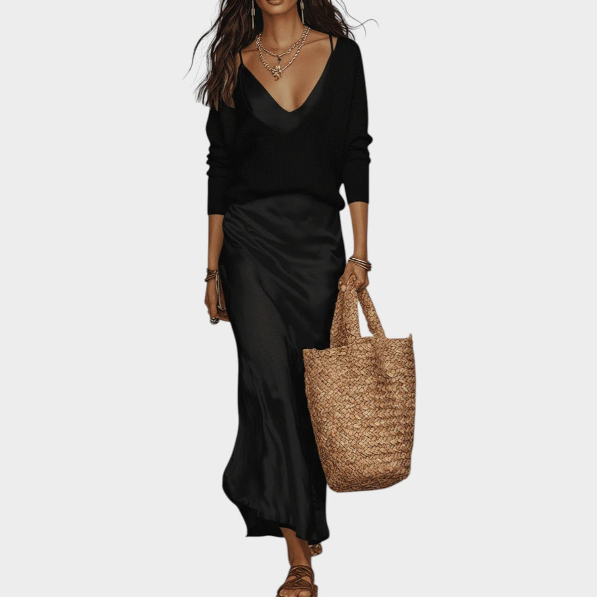 Women's Knit Satin Two Piece Matching Set