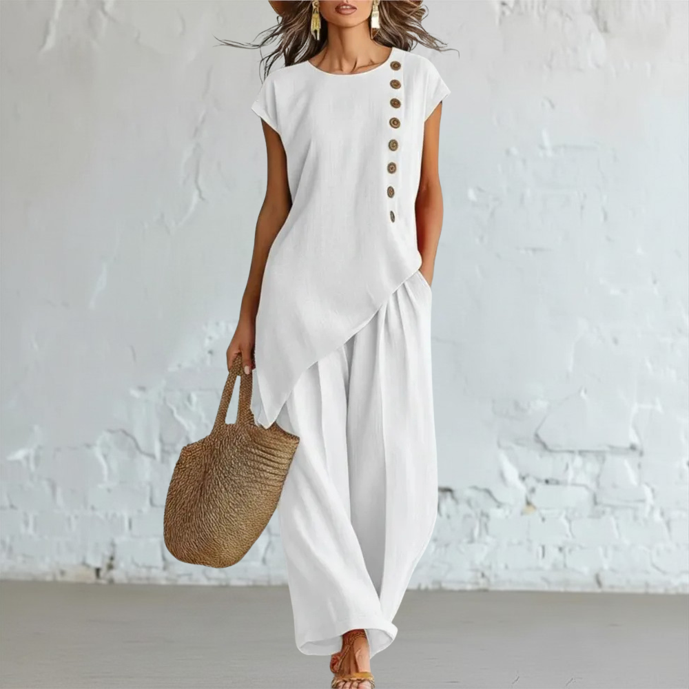 Relaxed Button-Detail Two-Piece Set