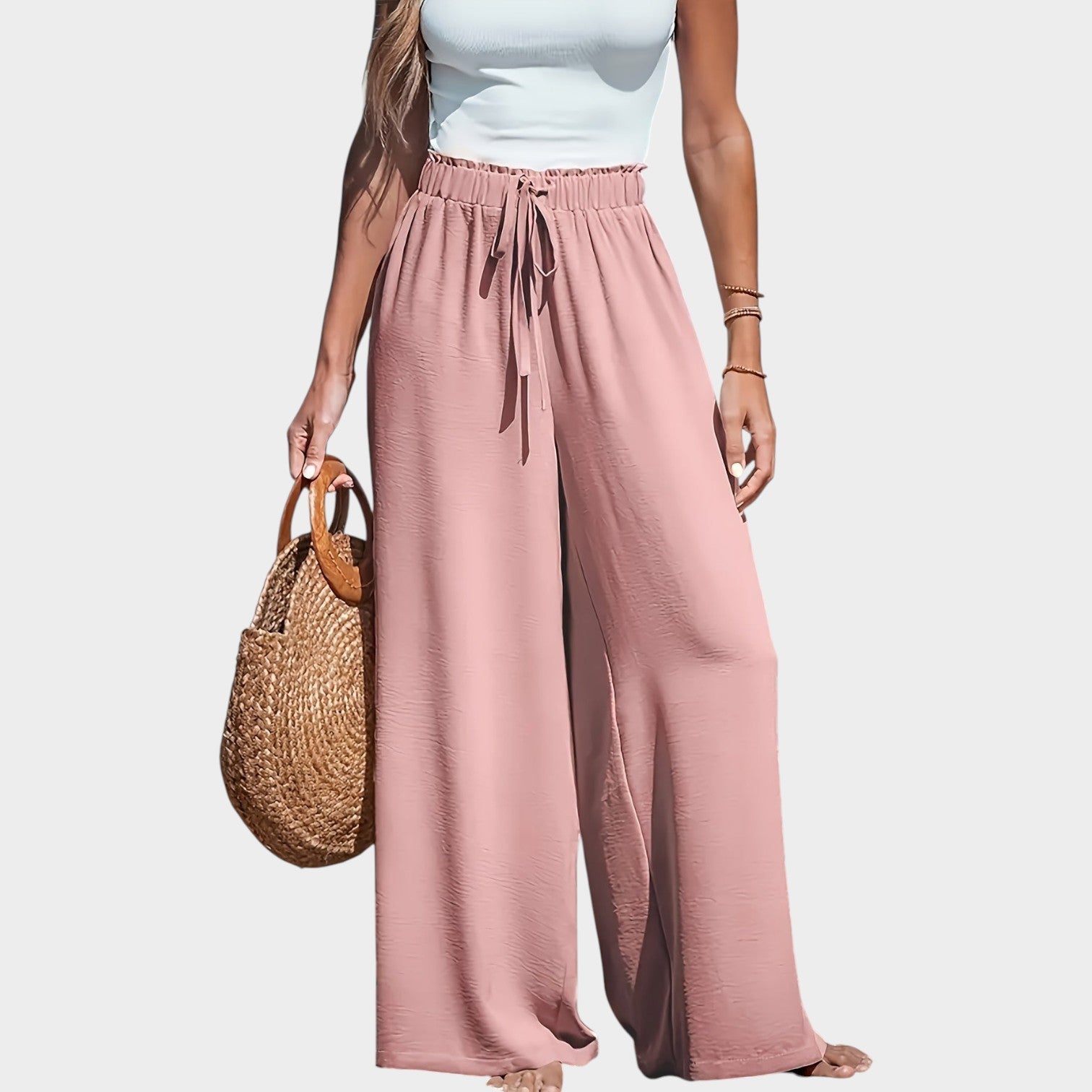 High Waisted Wide Linen Pants