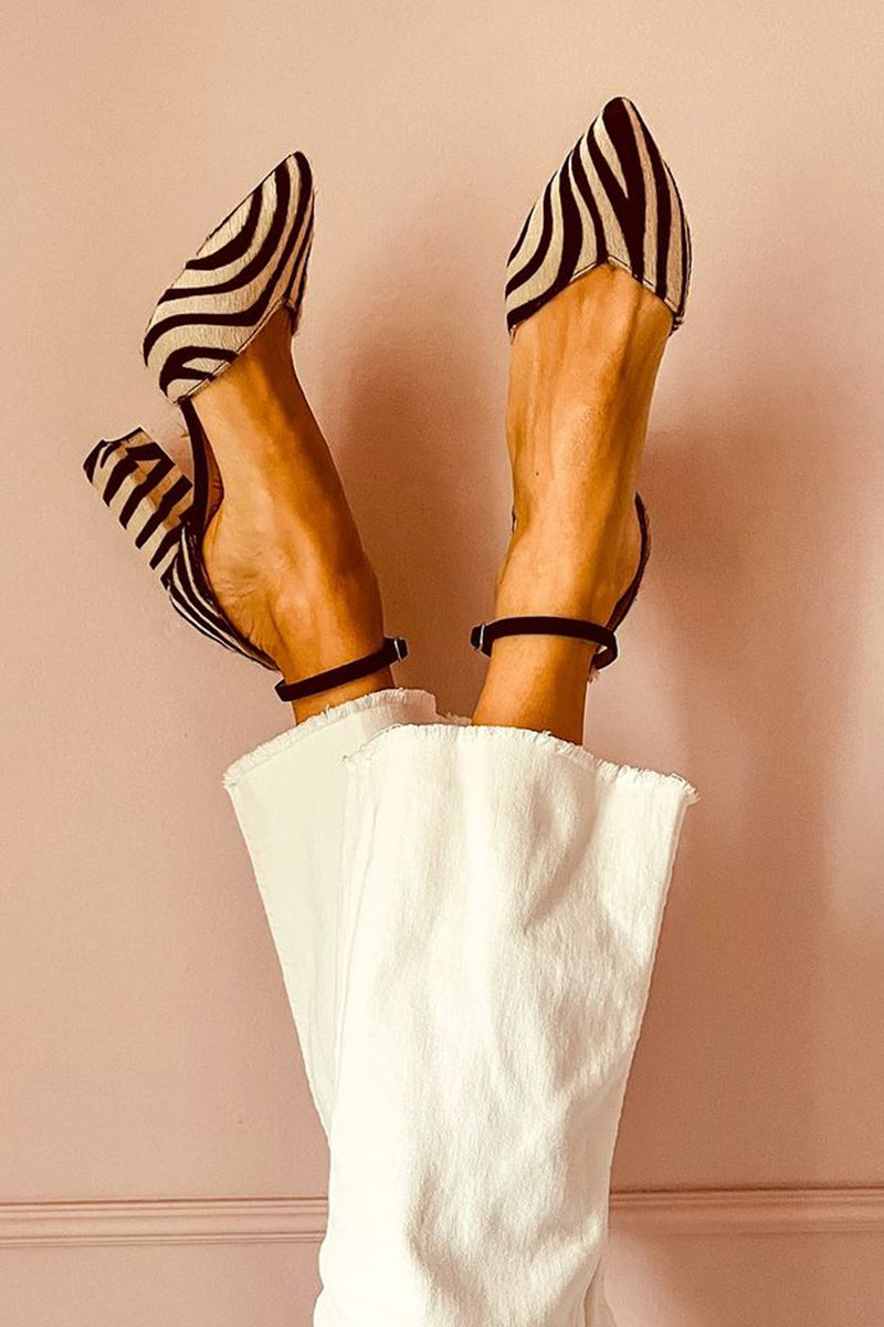 Zebrina™ | Stylish Zebra-Print Sandals with Secure Strap and Sturdy Heel