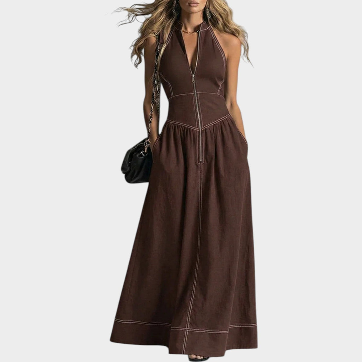 Women's Zip-Front Maxi Dress