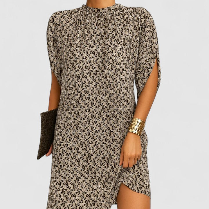 Rosie | Women's Midi Dress with Mock Neck and Batwing Split Sleeves