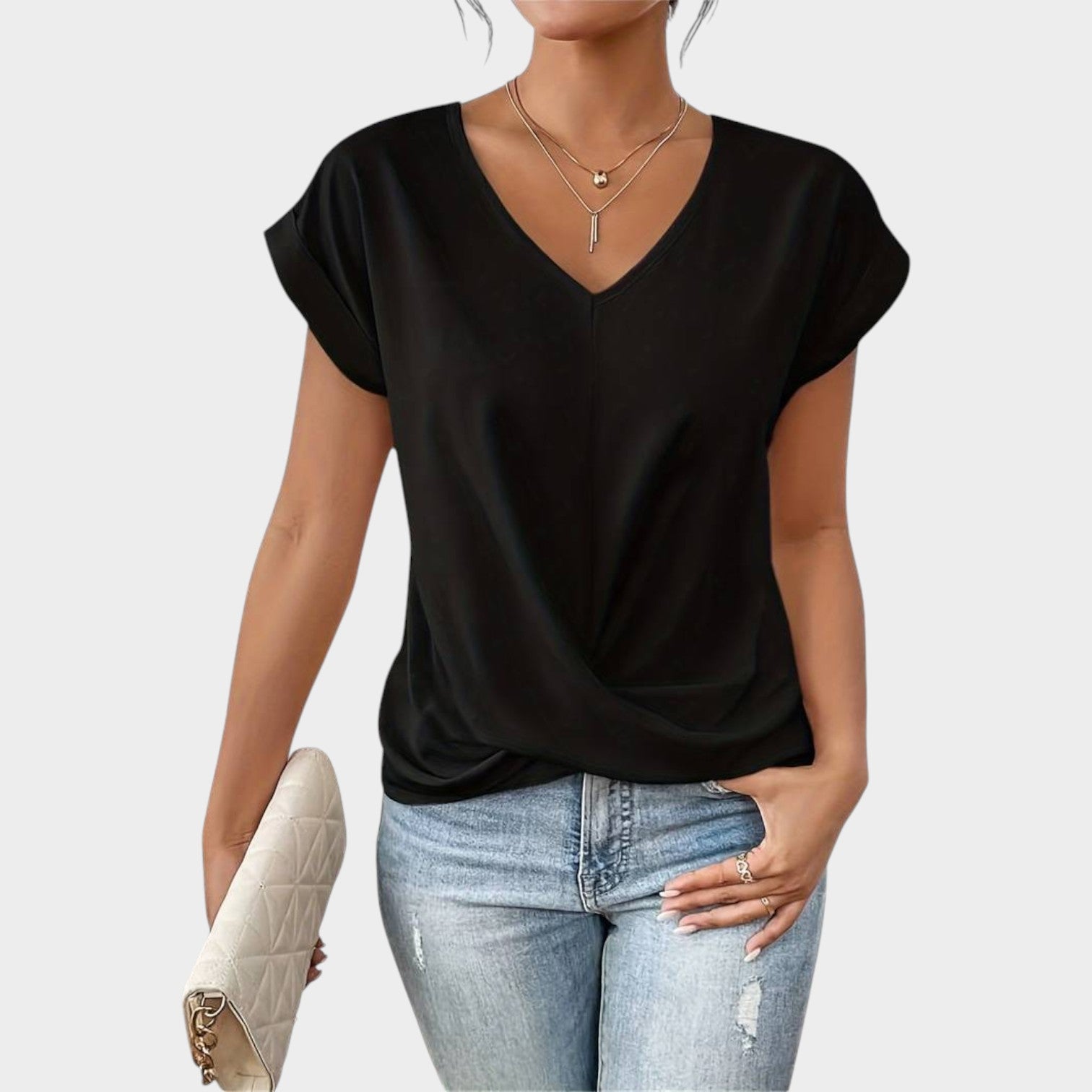 V Neck Short Sleeve Top
